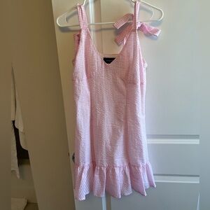 Pink gingham dress.